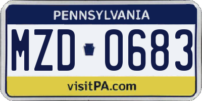 PA license plate MZD0683