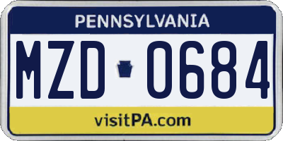 PA license plate MZD0684