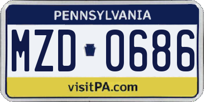PA license plate MZD0686