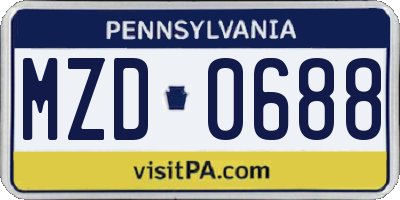 PA license plate MZD0688