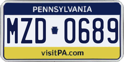 PA license plate MZD0689