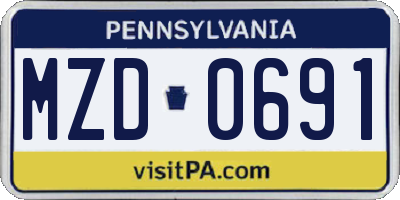 PA license plate MZD0691