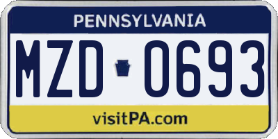 PA license plate MZD0693
