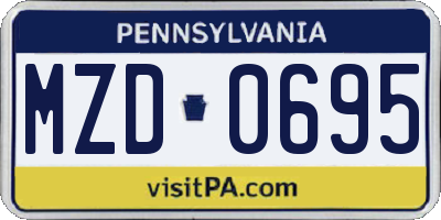 PA license plate MZD0695