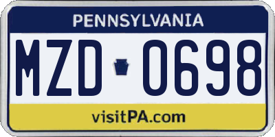 PA license plate MZD0698