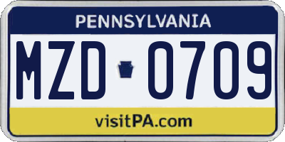 PA license plate MZD0709