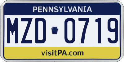 PA license plate MZD0719