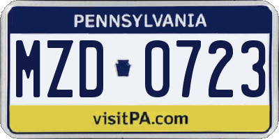PA license plate MZD0723