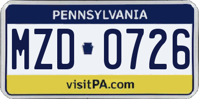 PA license plate MZD0726