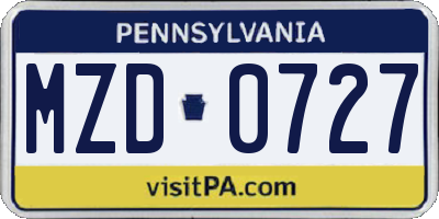 PA license plate MZD0727