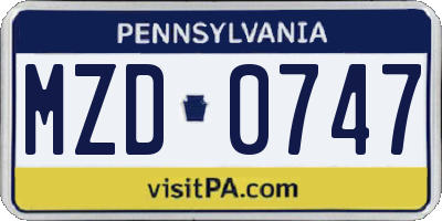 PA license plate MZD0747