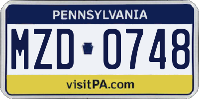 PA license plate MZD0748