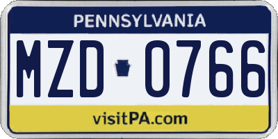 PA license plate MZD0766