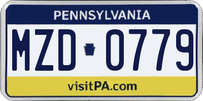 PA license plate MZD0779