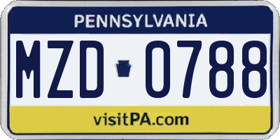 PA license plate MZD0788
