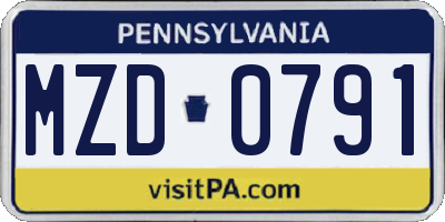 PA license plate MZD0791