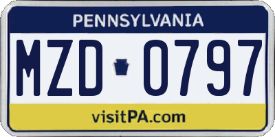 PA license plate MZD0797