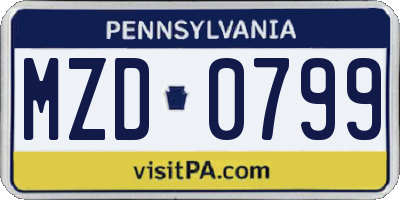 PA license plate MZD0799
