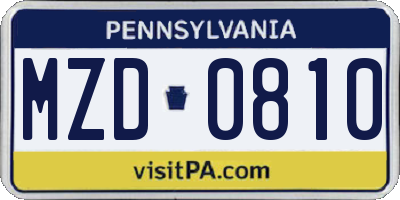 PA license plate MZD0810