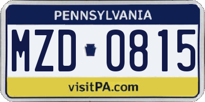 PA license plate MZD0815