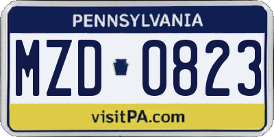 PA license plate MZD0823
