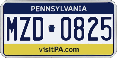 PA license plate MZD0825