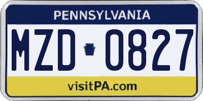 PA license plate MZD0827