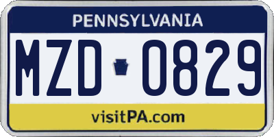 PA license plate MZD0829