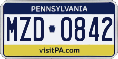 PA license plate MZD0842