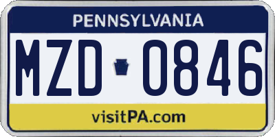 PA license plate MZD0846
