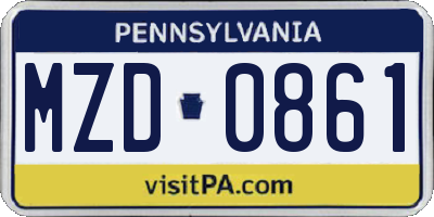 PA license plate MZD0861