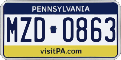 PA license plate MZD0863