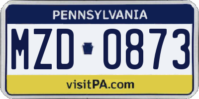PA license plate MZD0873