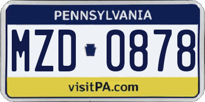 PA license plate MZD0878