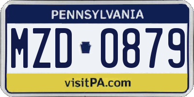 PA license plate MZD0879