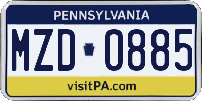 PA license plate MZD0885