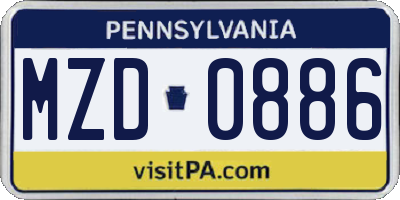 PA license plate MZD0886