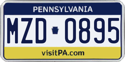 PA license plate MZD0895