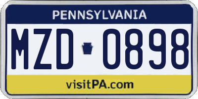 PA license plate MZD0898