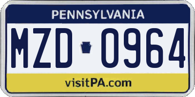 PA license plate MZD0964