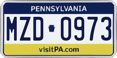 PA license plate MZD0973