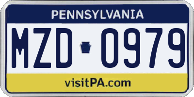 PA license plate MZD0979
