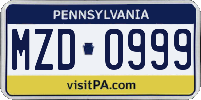 PA license plate MZD0999