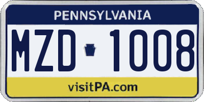 PA license plate MZD1008