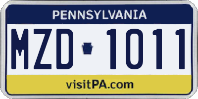 PA license plate MZD1011