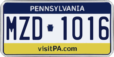 PA license plate MZD1016