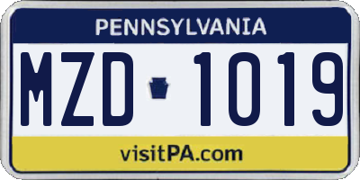 PA license plate MZD1019