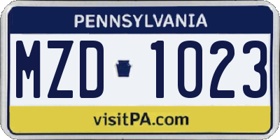PA license plate MZD1023