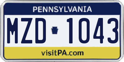 PA license plate MZD1043