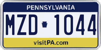 PA license plate MZD1044